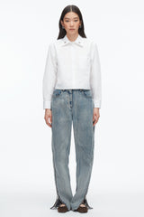White Cropped Shirt with Embroidered Collar | 3.1 Phillip Lim
