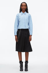Oxford Blue Cropped Shirt with Embroidered Collar | 3.1 Phillip Lim