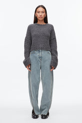 Charcoal Melange Boucle Zipper Crewneck | 3.1 Phillip Lim