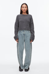 Charcoal Melange Boucle Zipper Crewneck | 3.1 Phillip Lim