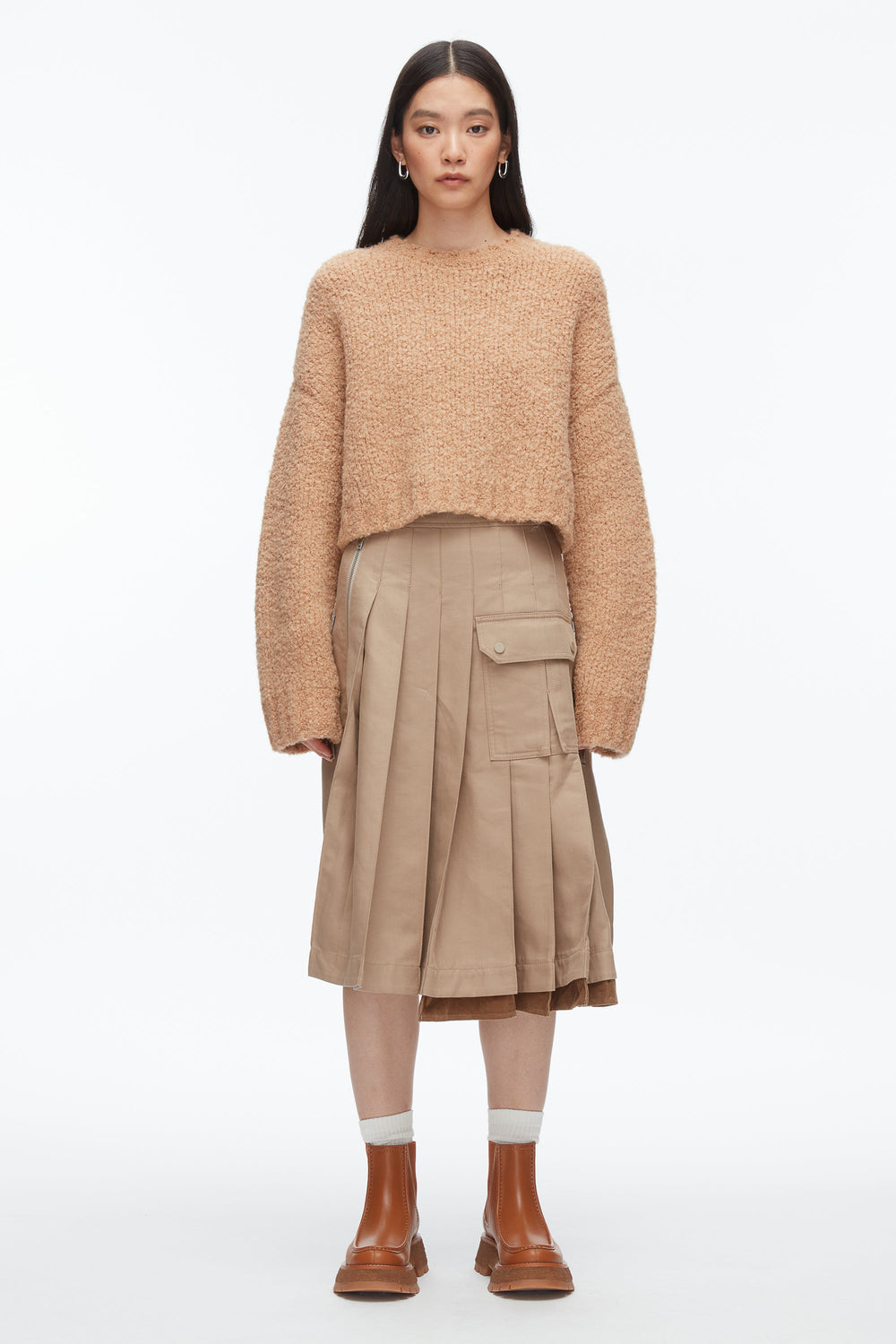 Fawn Boucle Zipper Crewneck | 3.1 Phillip Lim