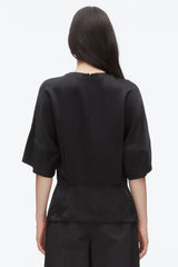 Black Short Sleeve Top with Button Placket | 3.1 Phillip Lim