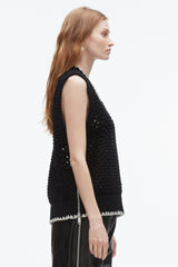 Black Open Work V-Neck Shell | 3.1 Phillip Lim