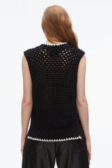 Black Open Work V-Neck Shell | 3.1 Phillip Lim
