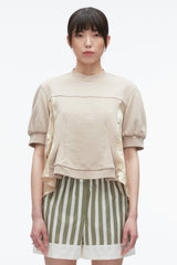 Concrete Satin Flounce Combo Terry Top | 3.1 Phillip Lim