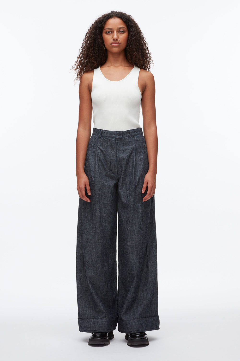 Washed Indigo Double Pleat Wide Leg Pant | 3.1 Phillip Lim