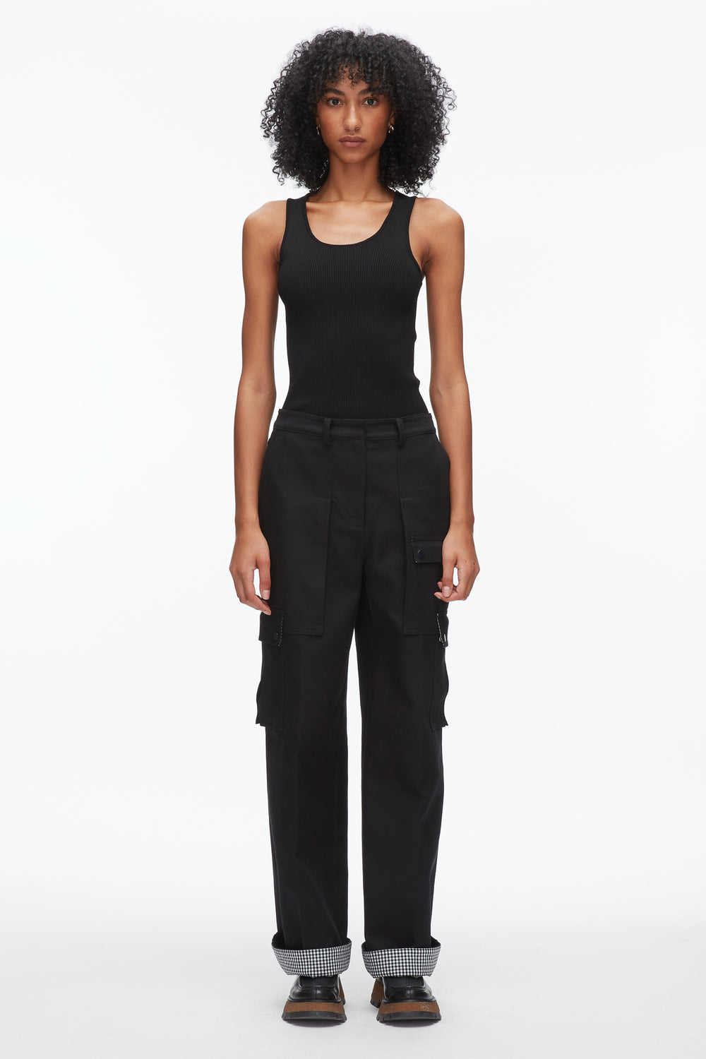 Black Multi Carpenter Cargo Pants with Plaid Cuffs | 3.1 Phillip Lim