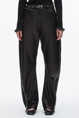 Black Leather Barrel Jean with Zippers | 3.1 Phillip Lim