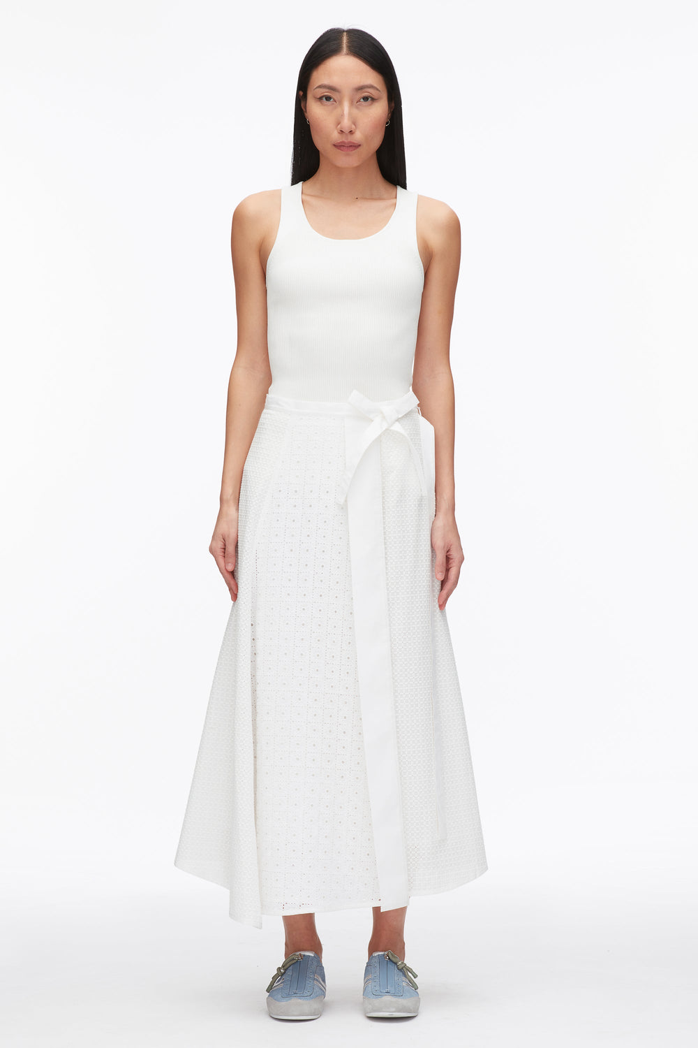 White Broderie Anglaise Patchwork Midi Skirt | 3.1 Phillip Lim