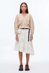 Ivory Ripstop Asymmetric Skirt with Ruching | 3.1 Phillip Lim