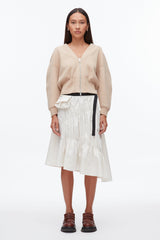 Ivory Ripstop Asymmetric Skirt with Ruching | 3.1 Phillip Lim