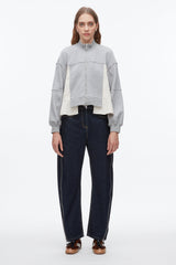 Grey Melange-Stone Terry Hybrid Zip Up | 3.1 Phillip Lim