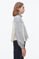 Grey Melange-Stone Terry Hybrid Zip Up | 3.1 Phillip Lim