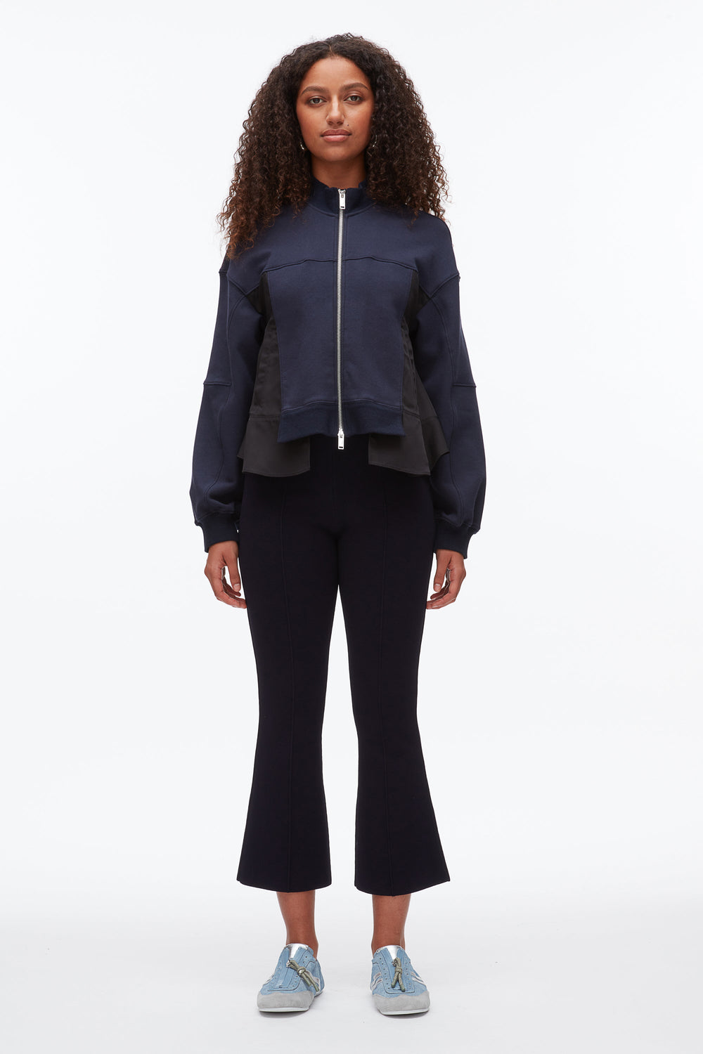 Midnight-Black Terry Hybrid Zip Up | 3.1 Phillip Lim