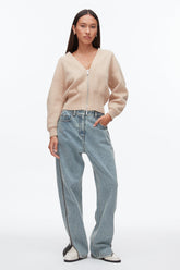 Beige Round Sleeve Zip Cardigan | 3.1 Phillip Lim
