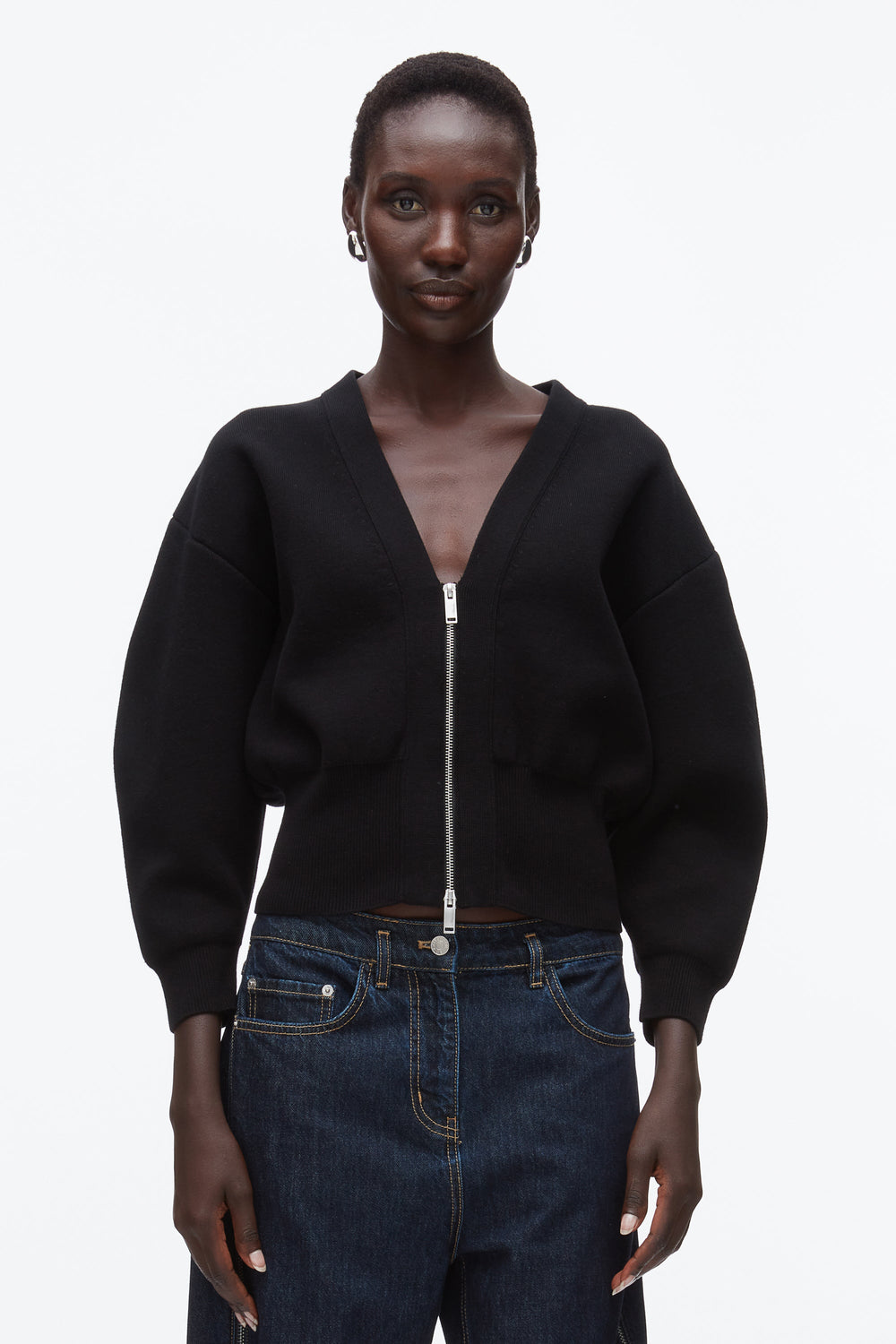 Black Round Sleeve Zip Cardigan | 3.1 Phillip Lim