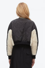 Black-Natural Cropped Sherpa Combo Bomber | 3.1 Phillip Lim