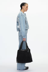 Washed Blk Denim Market Tote with Studs | 3.1 Phillip Lim