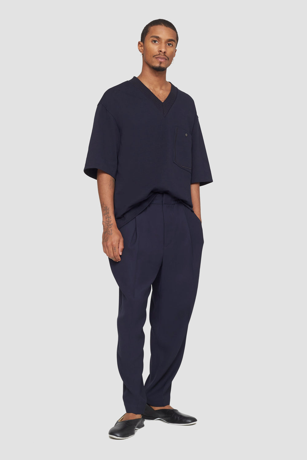 Navy Single Pleat Tapered Trousers | 3.1 Phillip Lim