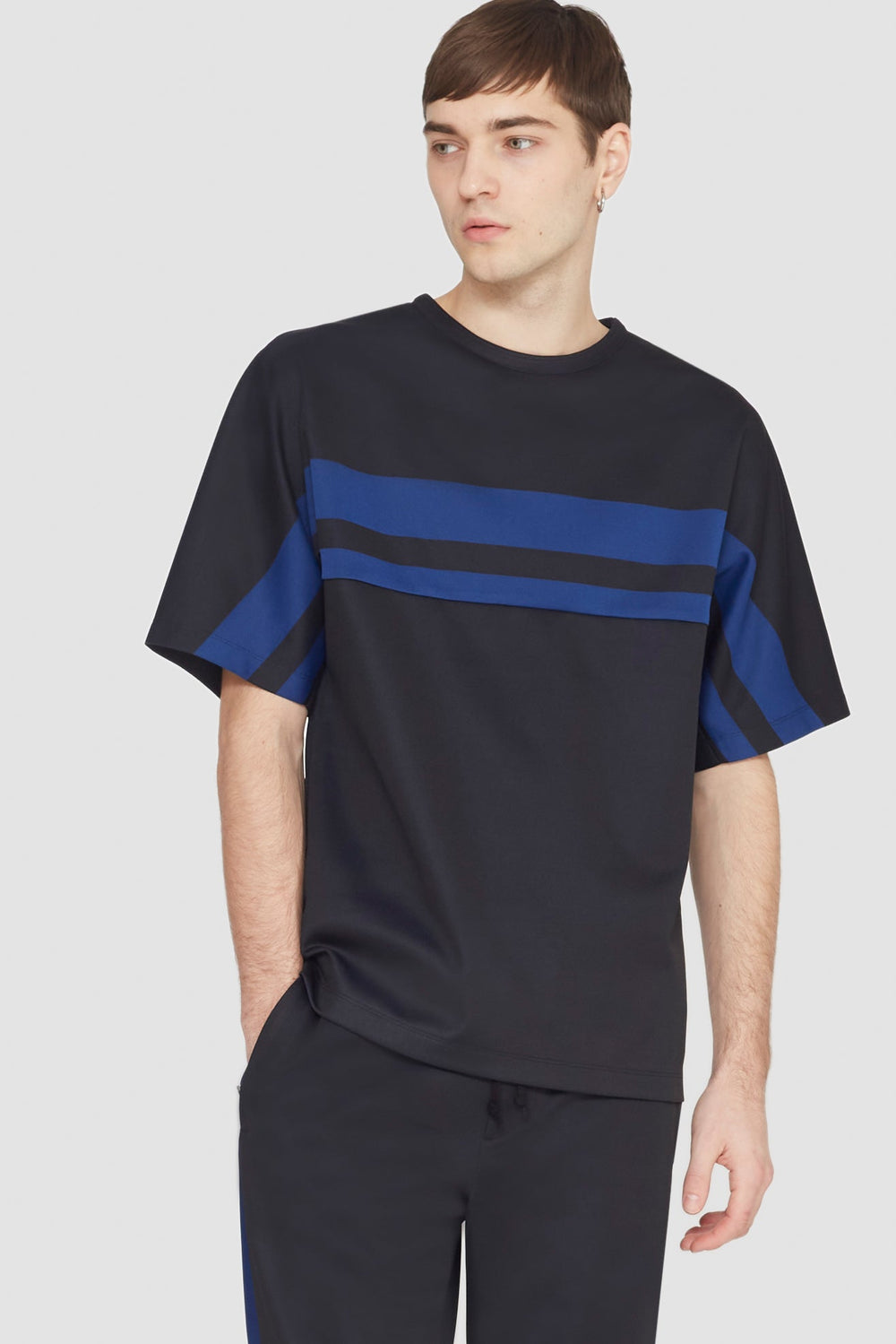 Blk Multi Short Sleeve Stripe Ponte T-Shirt | 3.1 Phillip Lim