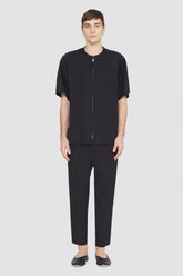Black Short Sleeve Zip-Front Baseball Shirt | 3.1 Phillip Lim