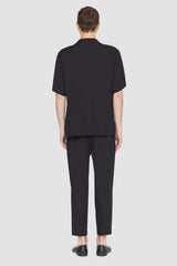 Black Short Sleeve Zip-Front Baseball Shirt | 3.1 Phillip Lim