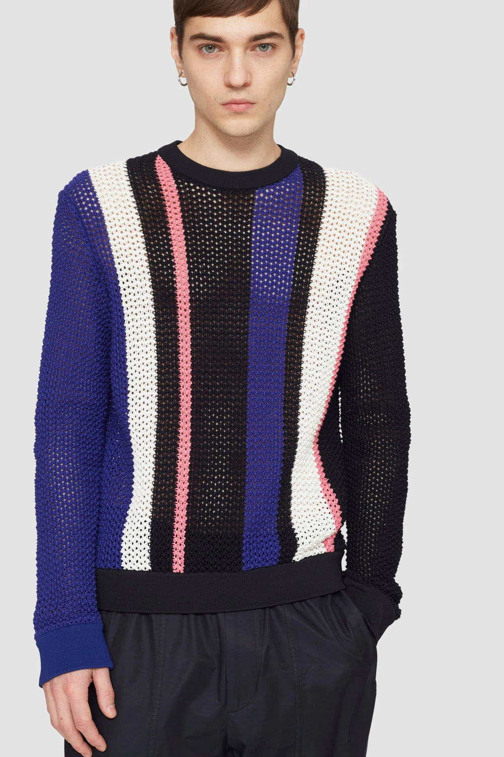 Blk Multi Long Sleeve Stripe Pointelle Pullover | 3.1 Phillip Lim