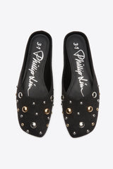 Black ID Mule Flat with Dome Embellishment | 3.1 Phillip Lim
