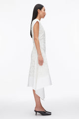 White Embroidered Belted Midi Dress with Handkerchief Hem | 3.1 Phillip Lim
