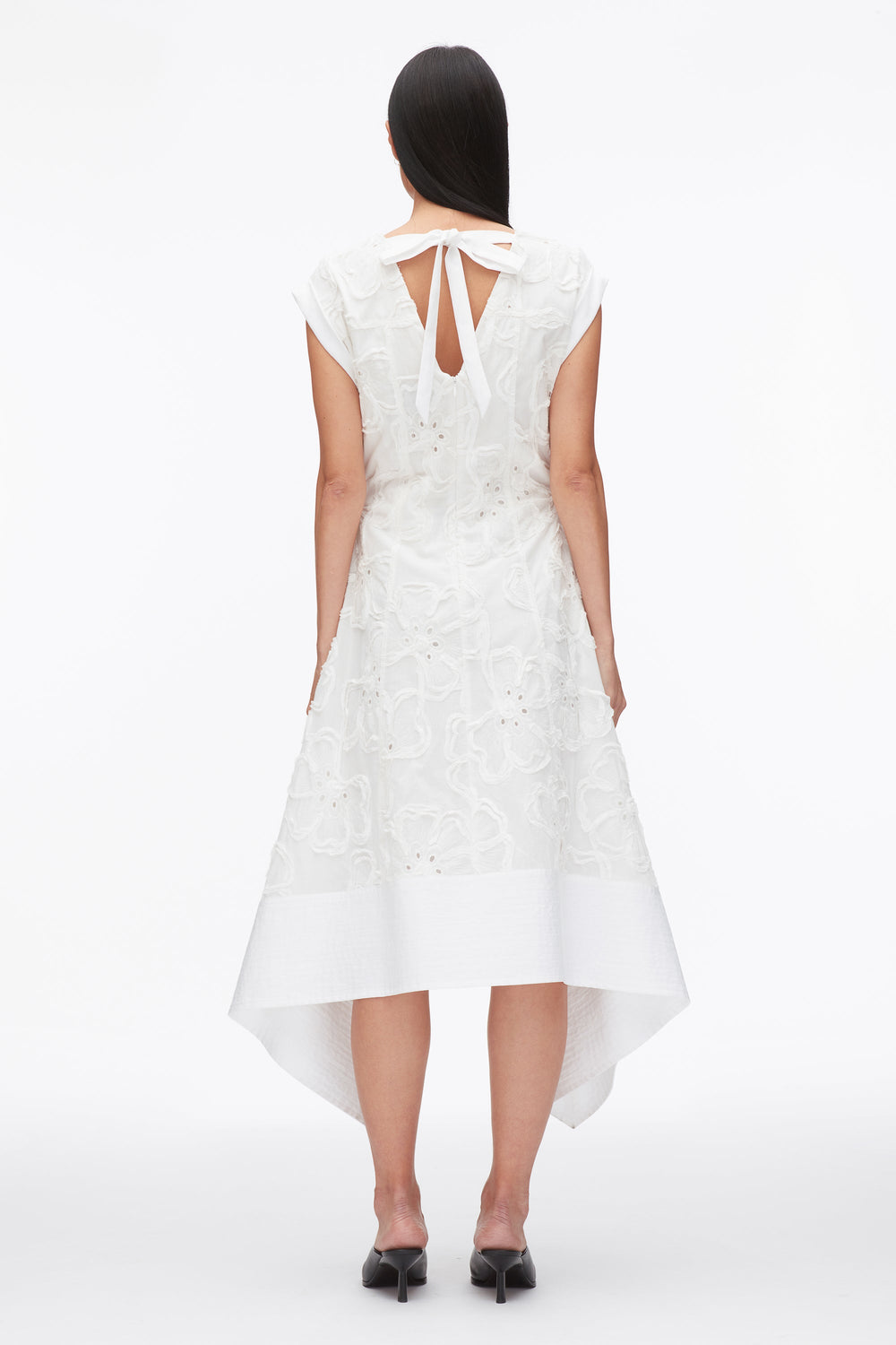White Embroidered Belted Midi Dress with Handkerchief Hem | 3.1 Phillip Lim