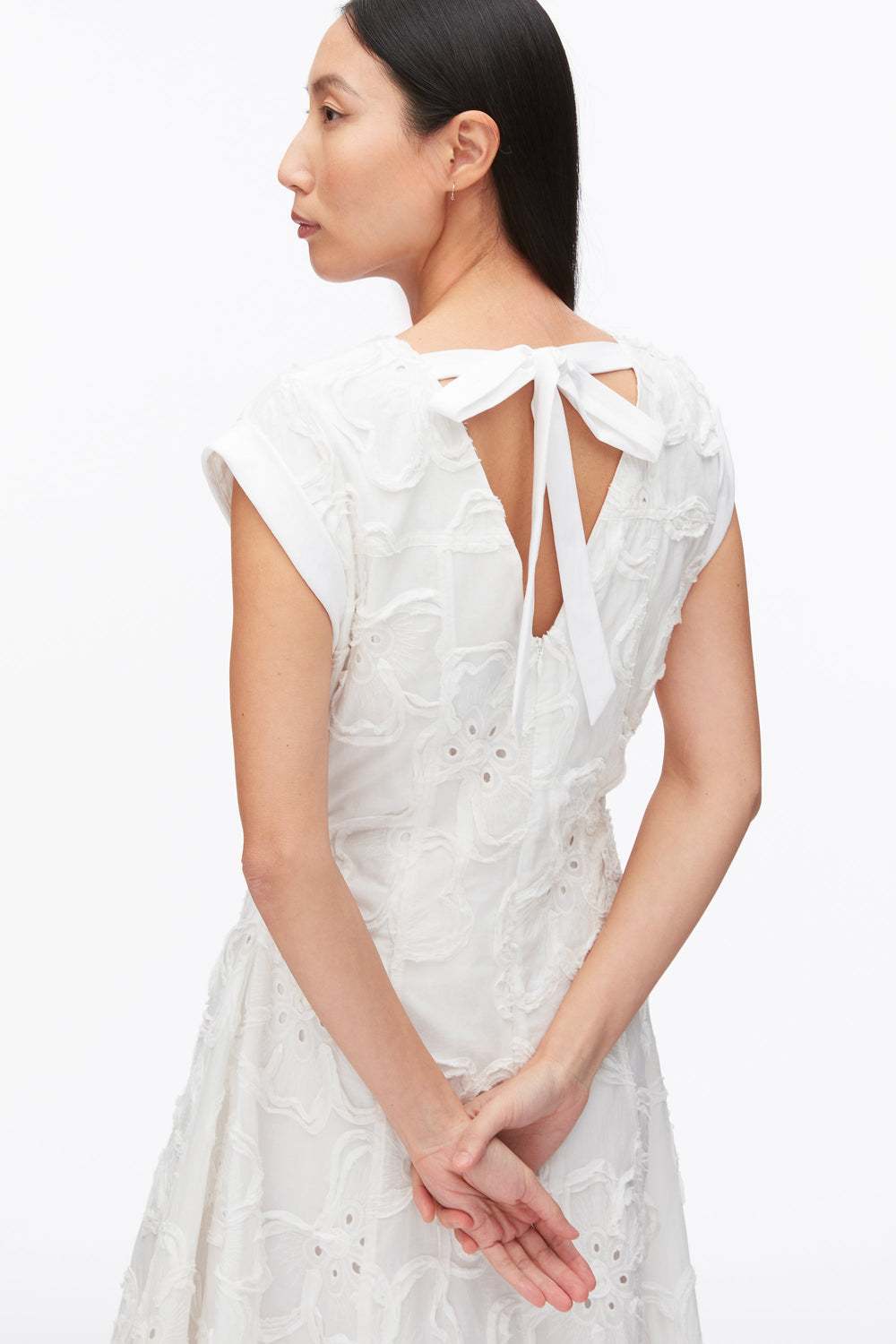 White Embroidered Belted Midi Dress with Handkerchief Hem | 3.1 Phillip Lim