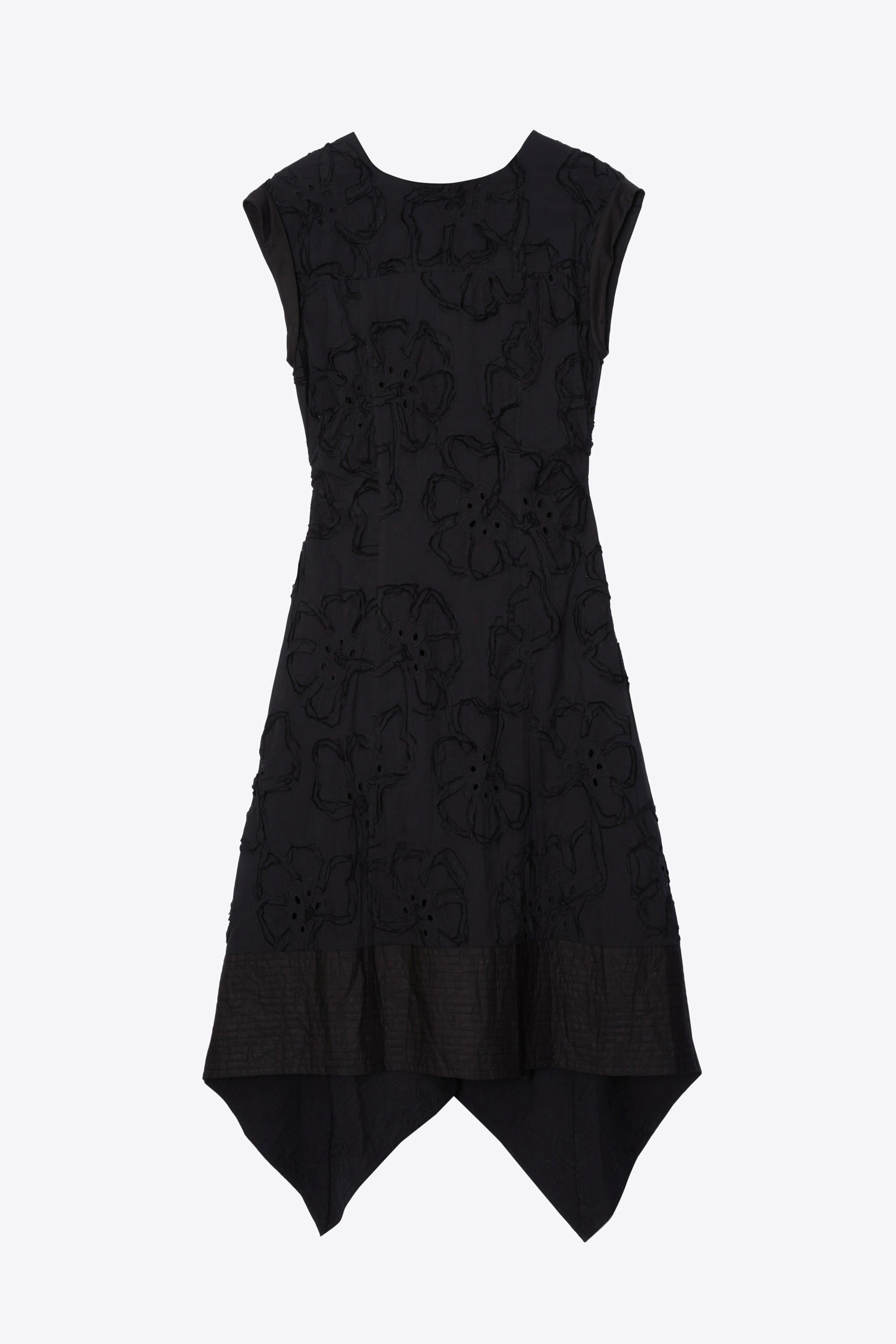 Black Embroidered Belted Midi Dress with Handkerchief Hem | 3.1 Phillip Lim