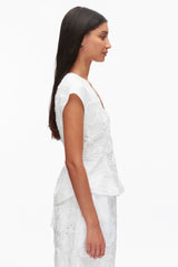 White Embroidered Cap Sleeve Top | 3.1 Phillip Lim