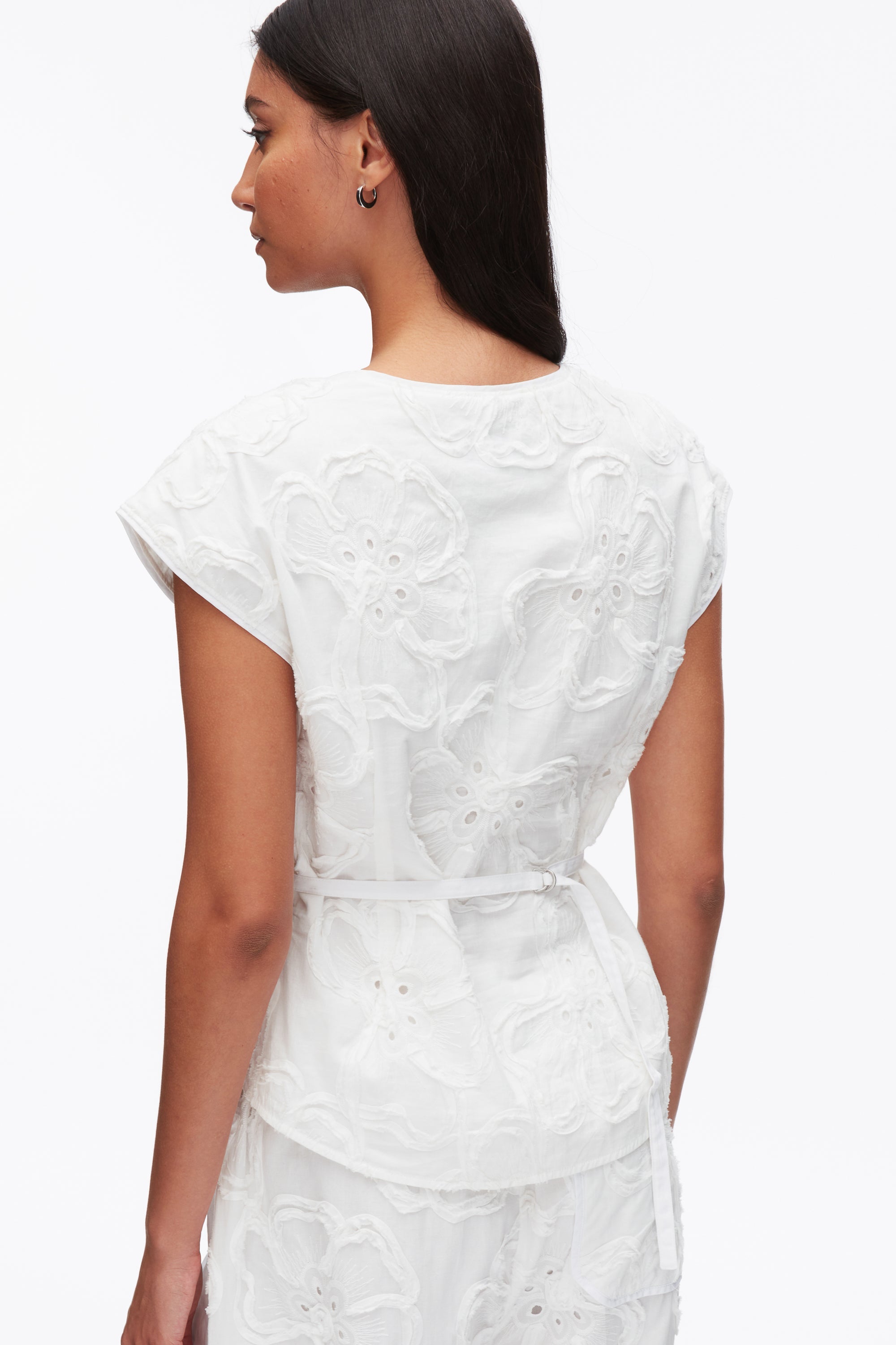 White Embroidered Cap Sleeve Top | 3.1 Phillip Lim