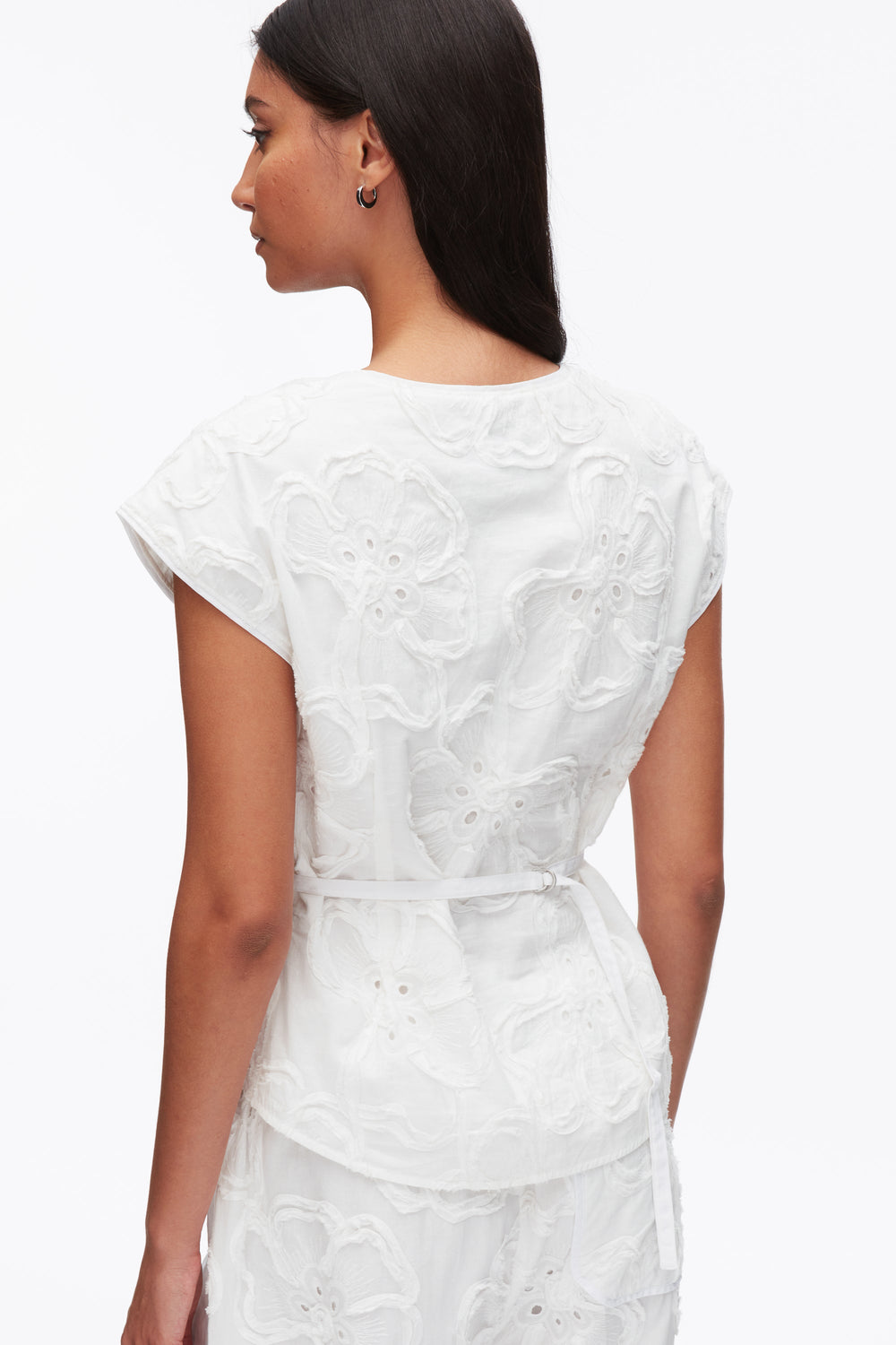 White Embroidered Cap Sleeve Top | 3.1 Phillip Lim