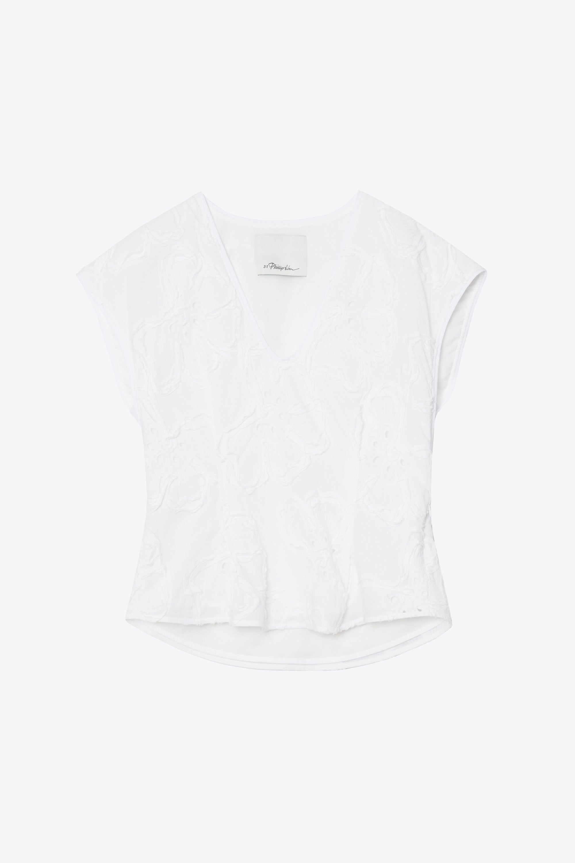 White Embroidered Cap Sleeve Top | 3.1 Phillip Lim
