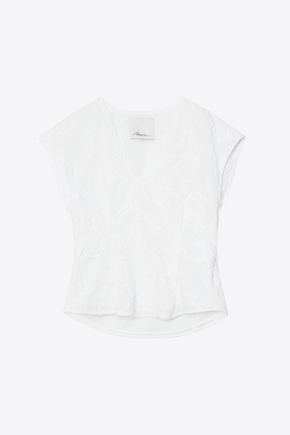 White Embroidered Cap Sleeve Top | 3.1 Phillip Lim
