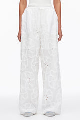 White Embroidered Straight Leg Pull On Pants | 3.1 Phillip Lim