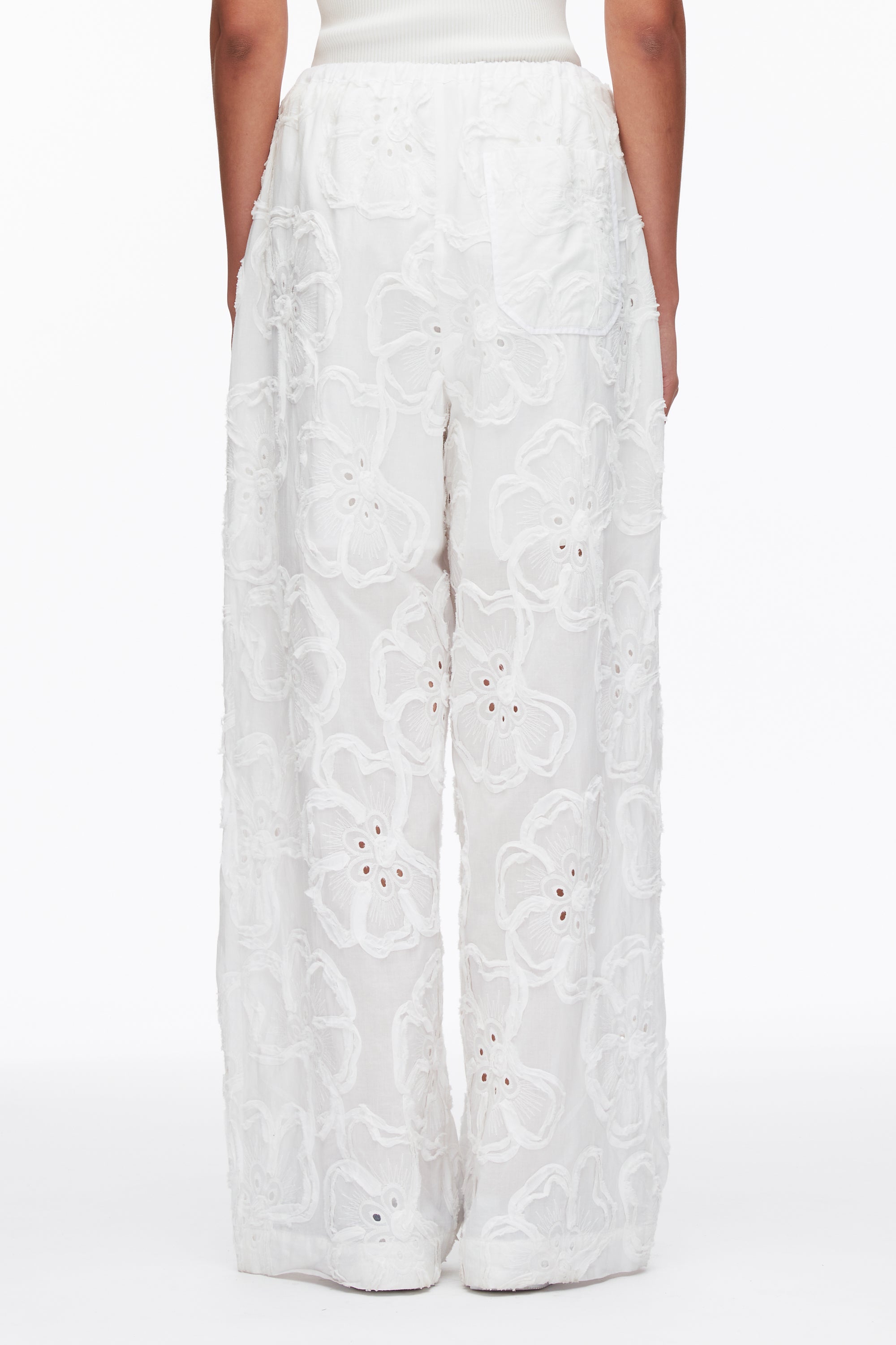 White Embroidered Straight Leg Pull On Pants | 3.1 Phillip Lim