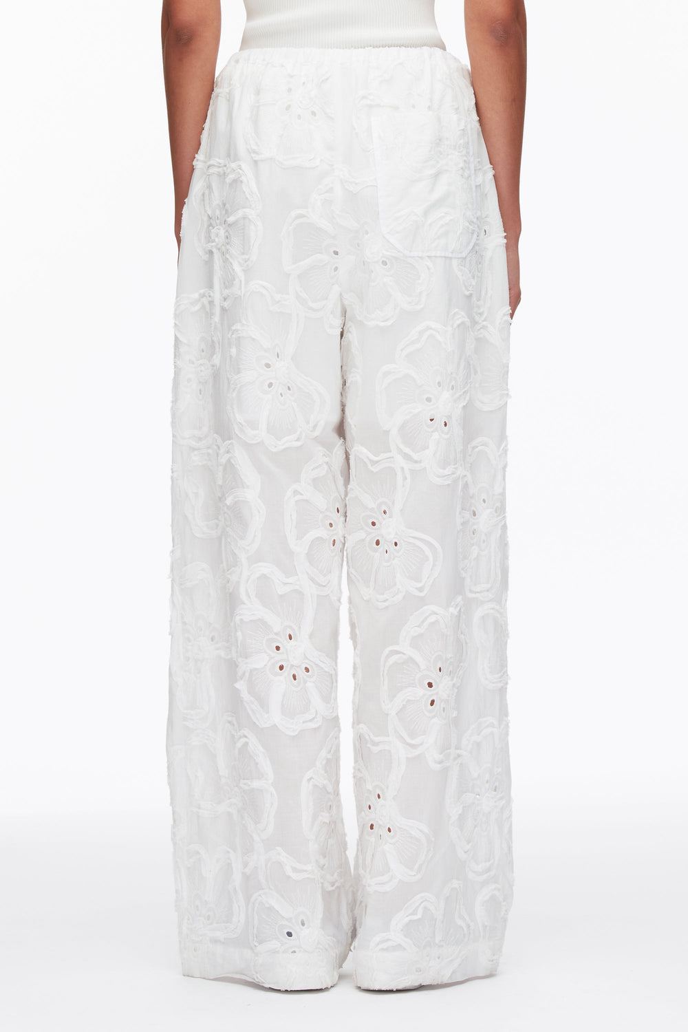 White Embroidered Straight Leg Pull On Pants | 3.1 Phillip Lim