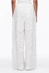 White Embroidered Straight Leg Pull On Pants | 3.1 Phillip Lim