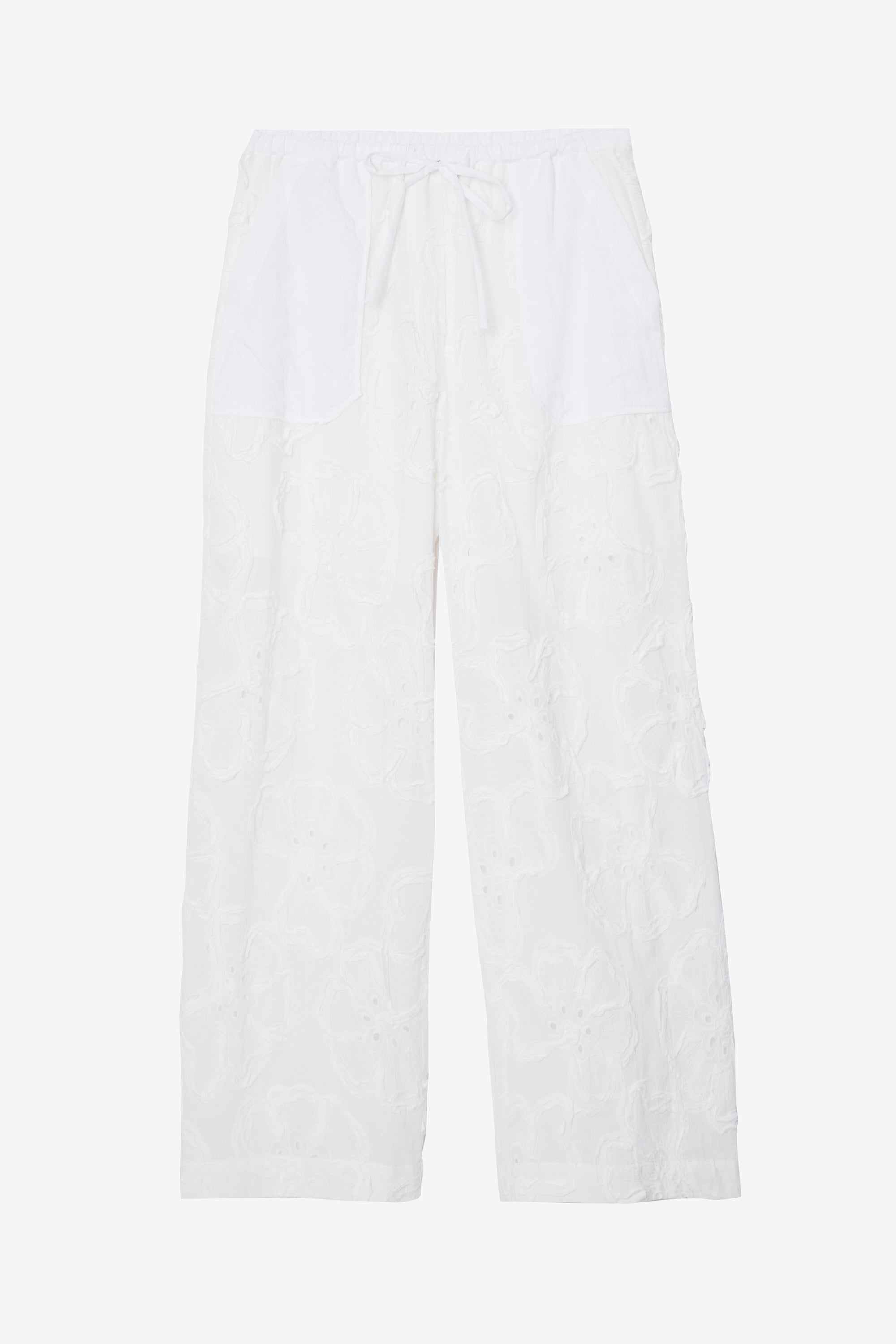 White Embroidered Straight Leg Pull On Pants | 3.1 Phillip Lim