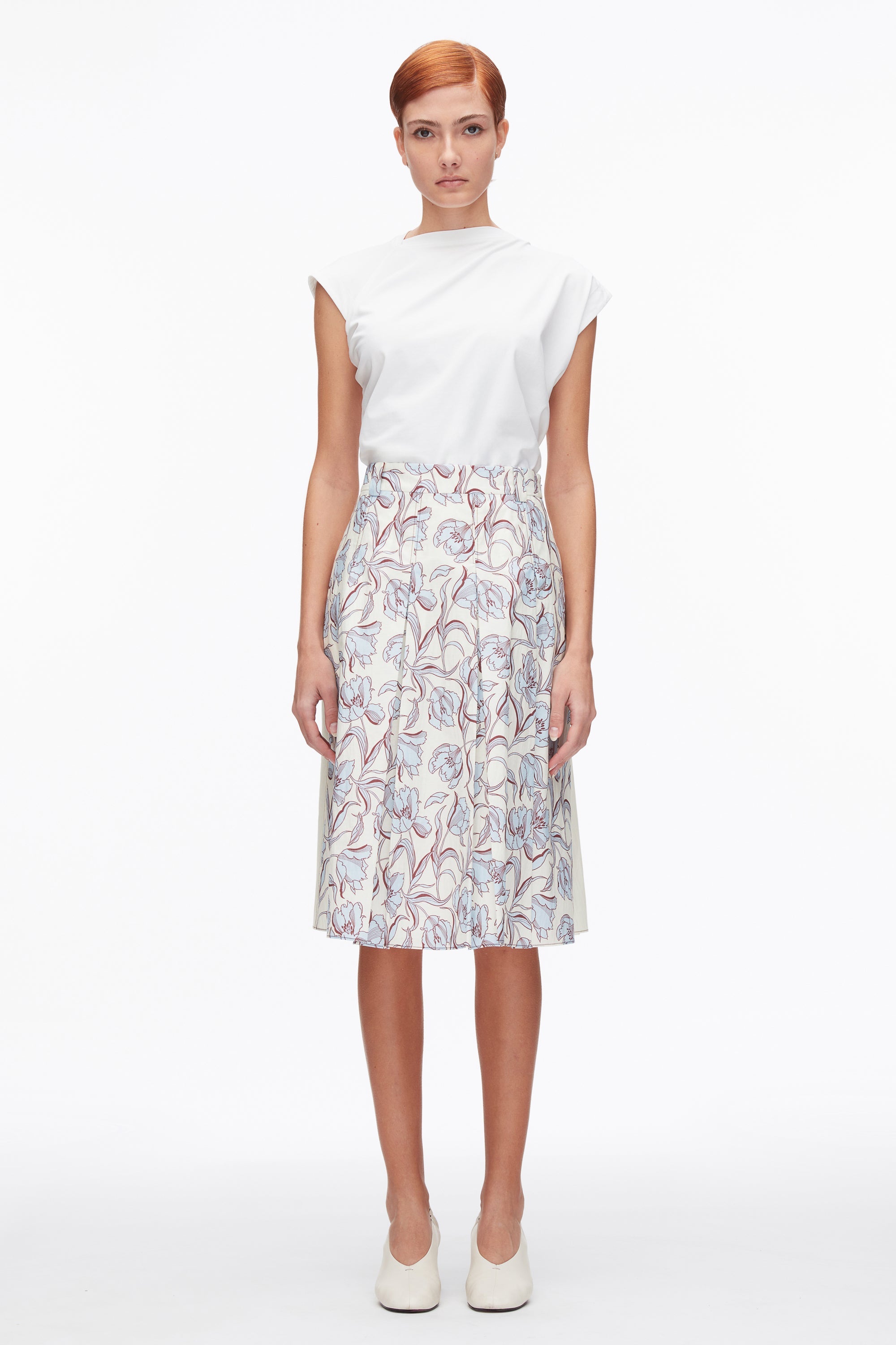 Sky Blue Multi Two-Toned Pleated Knee-Length Skirt | 3.1 Phillip Lim