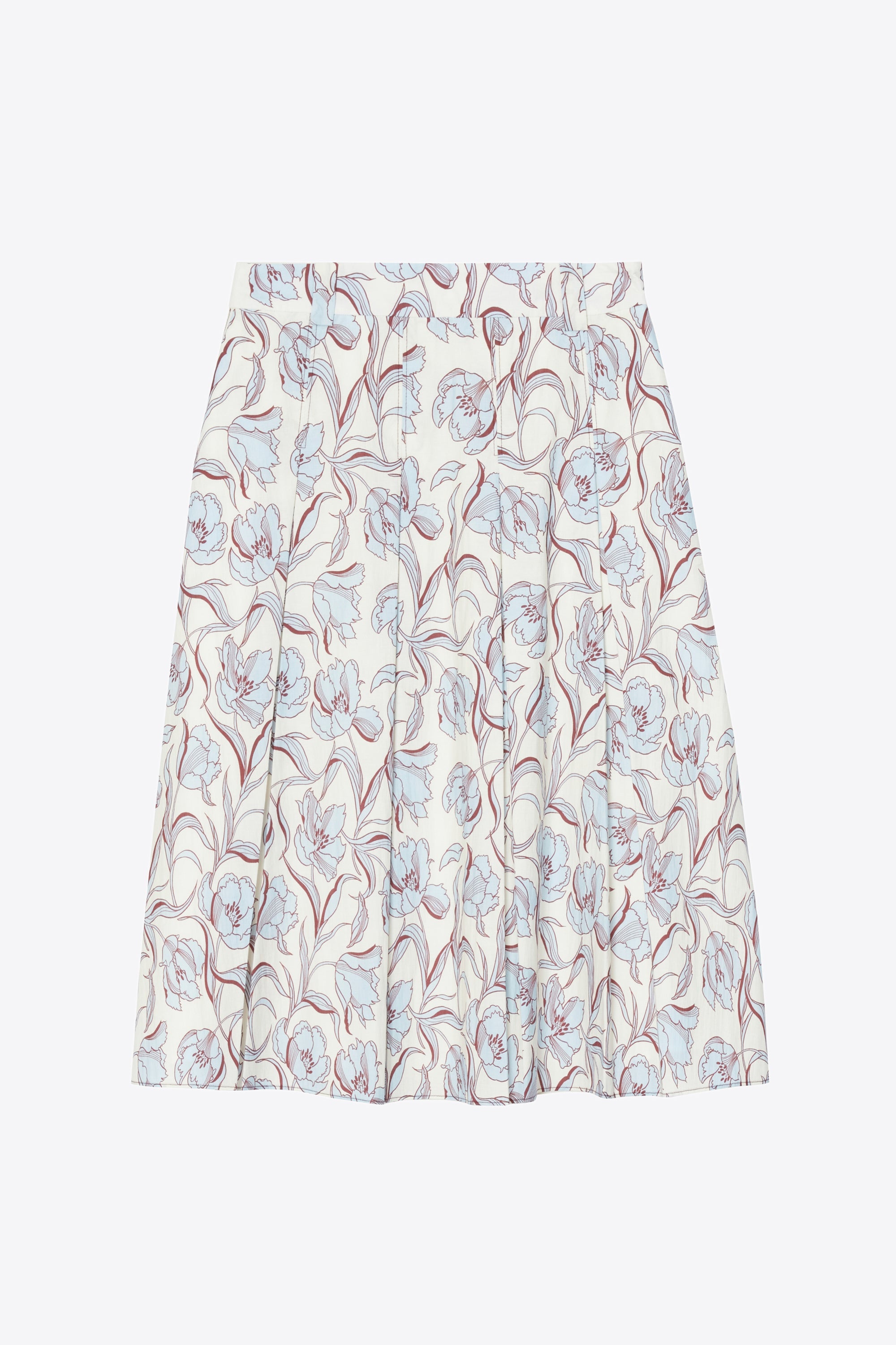 Sky Blue Multi Two-Toned Pleated Knee-Length Skirt | 3.1 Phillip Lim