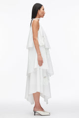 White Layered Midi Dress with Floral Appliqué | 3.1 Phillip Lim