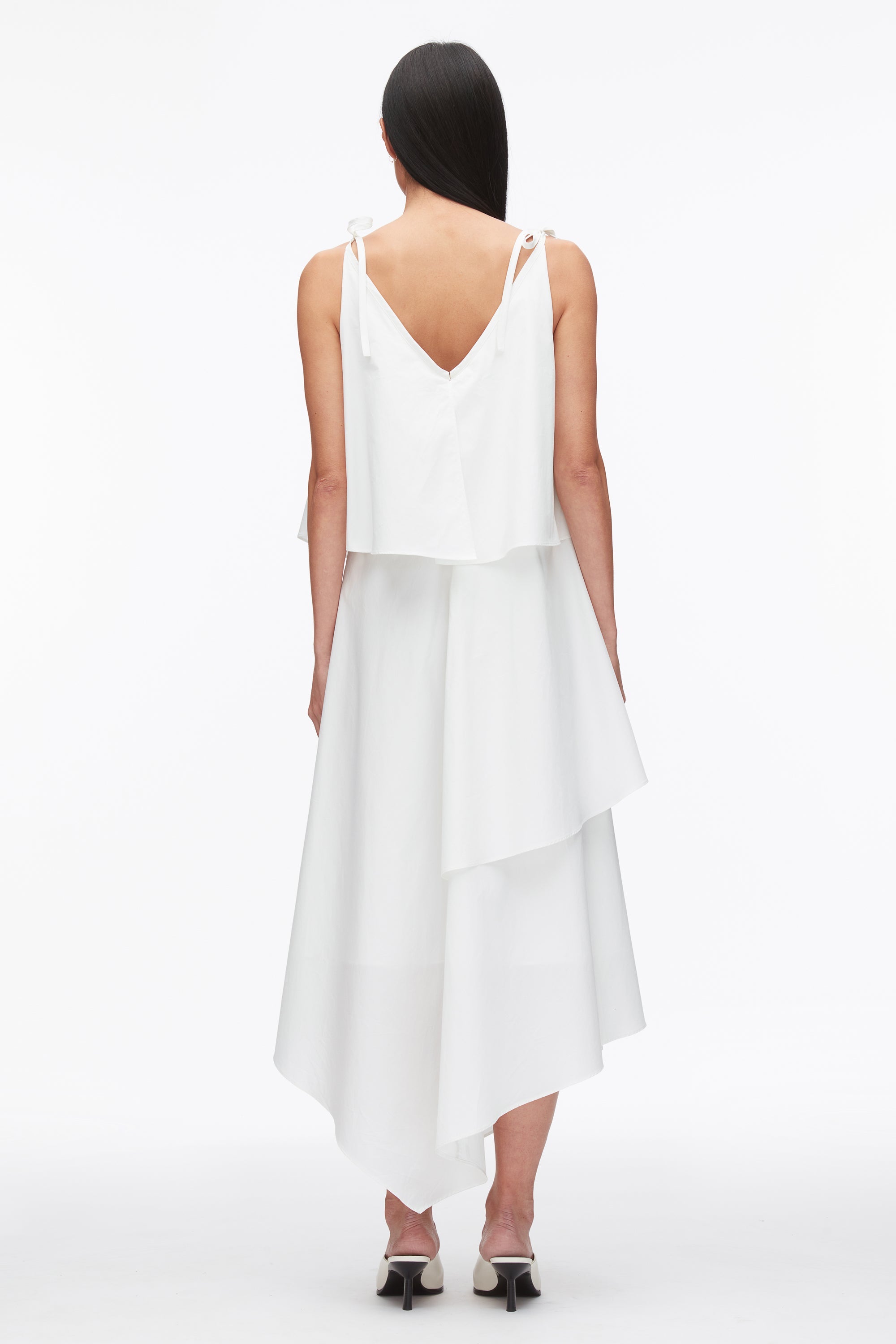 White Layered Midi Dress with Floral Appliqué | 3.1 Phillip Lim