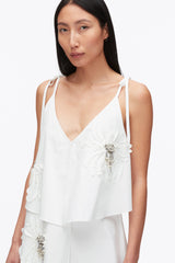 White Layered Midi Dress with Floral Appliqué | 3.1 Phillip Lim