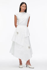 White Layered Skirt with Floral Appliqué | 3.1 Phillip Lim