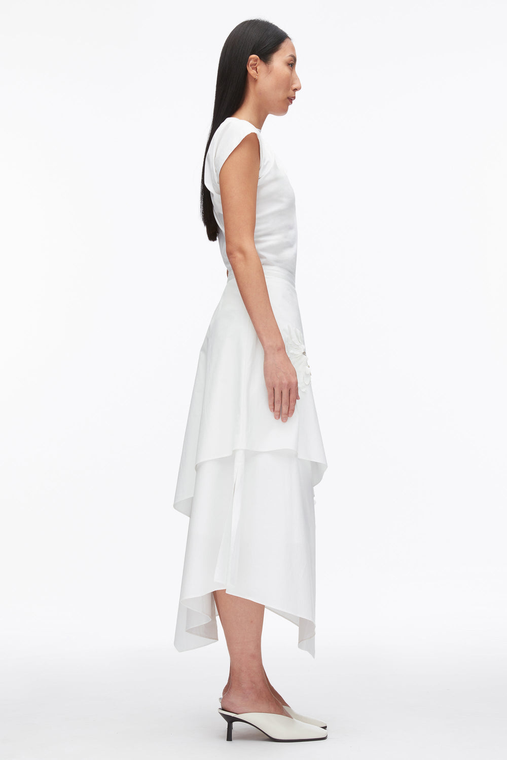 White Layered Skirt with Floral Appliqué | 3.1 Phillip Lim