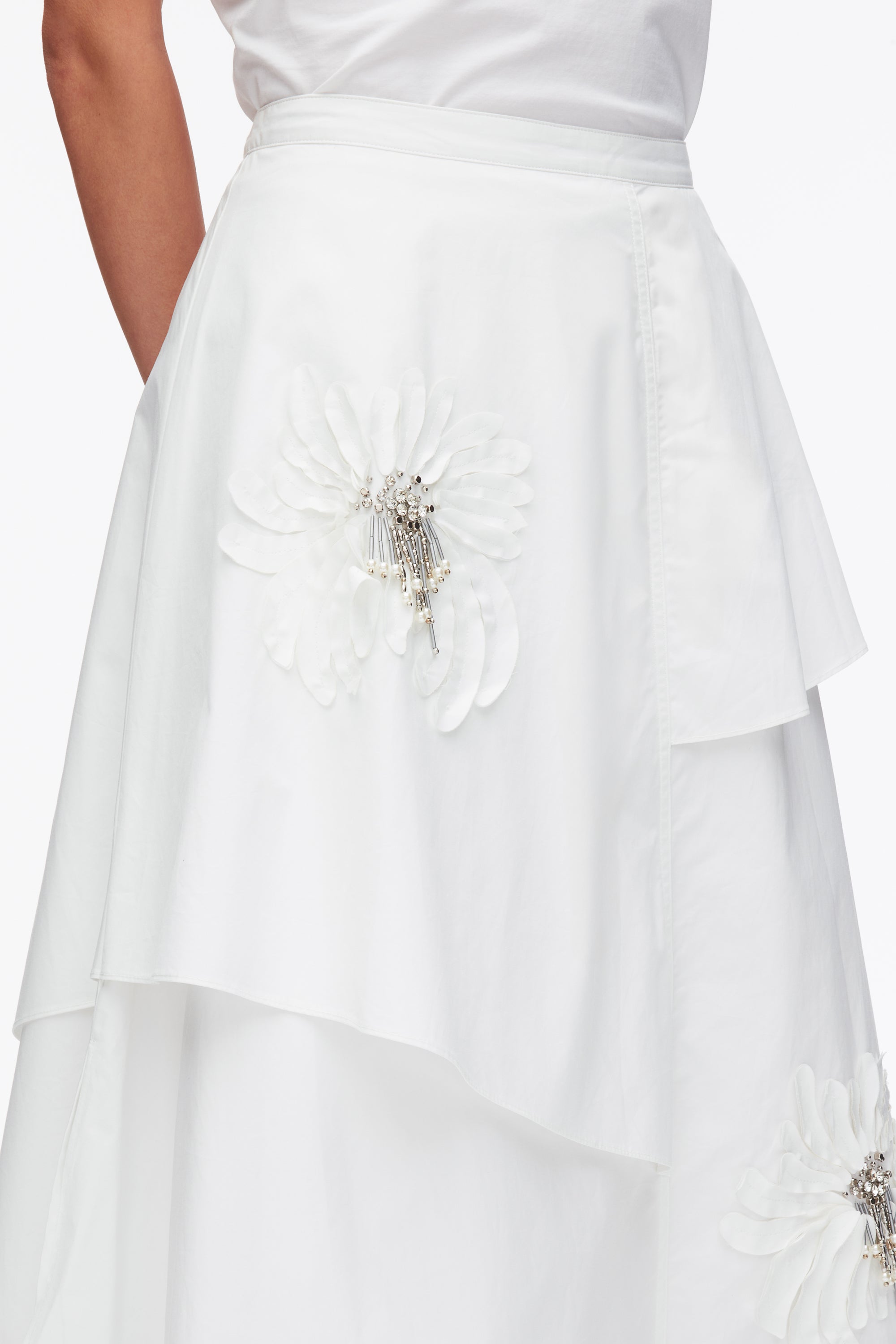 White Layered Skirt with Floral Appliqué | 3.1 Phillip Lim